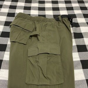 Duluth Trading Cargo Carpenter Elastic Waist Nylon Belted Pants Pockets Medium